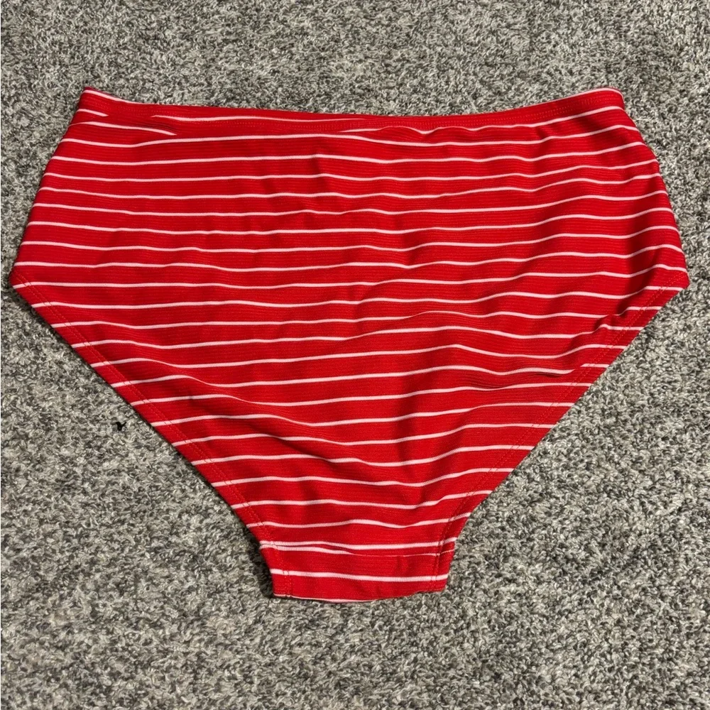 Kona Sol Red and White Ribbed Bikini Bottoms - Picture 4 of 5